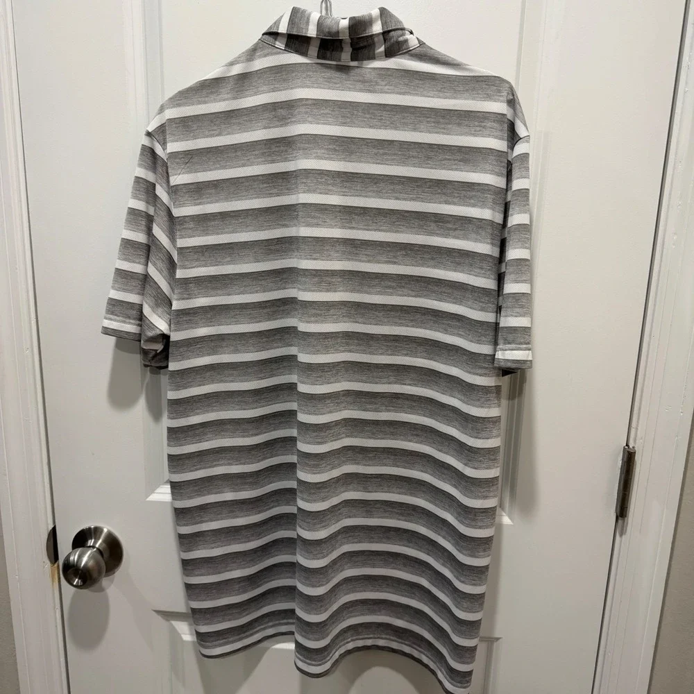 Adidas Mens Polo Shirt Striped Gray L‎